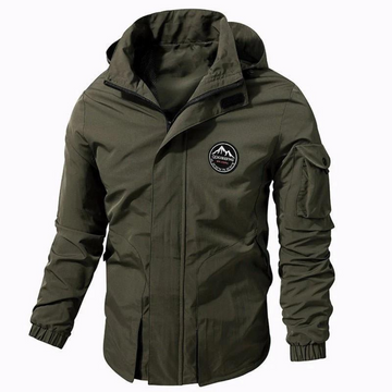 Herr outdoorjacka – Vattenavvisande – Justerbar huva – Flera fickor