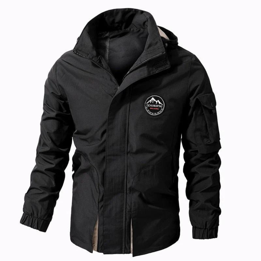 Herr outdoorjacka – Vattenavvisande – Justerbar huva – Flera fickor