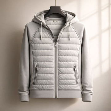 Herr Hoodie med Dragkedja – Quiltad Front – Dragkedjefickor – bild 1