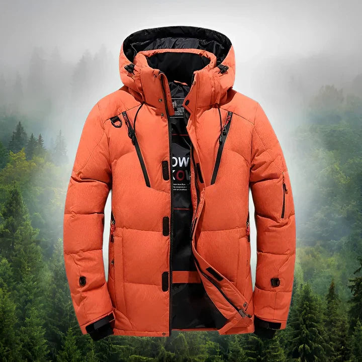 Herrjacka – Vadderad pufferjacka – Huva – Dragkedelsfickor