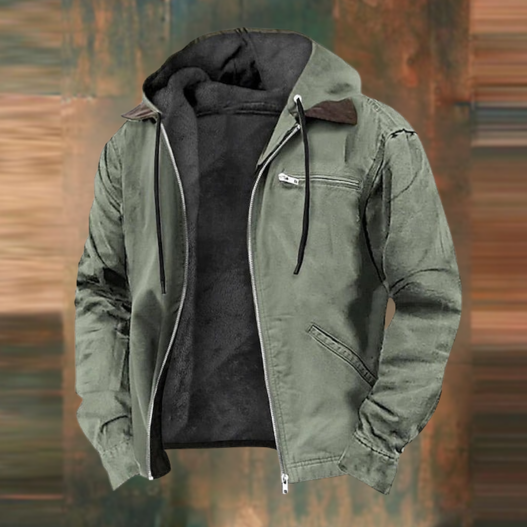 Herr outdoorjacka – Fleecefoder – Huva – Praktiska fickor