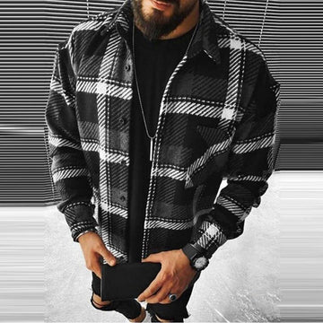 Herr skjortjacka – Rutigt mönster – Knappstängning – Casual stil