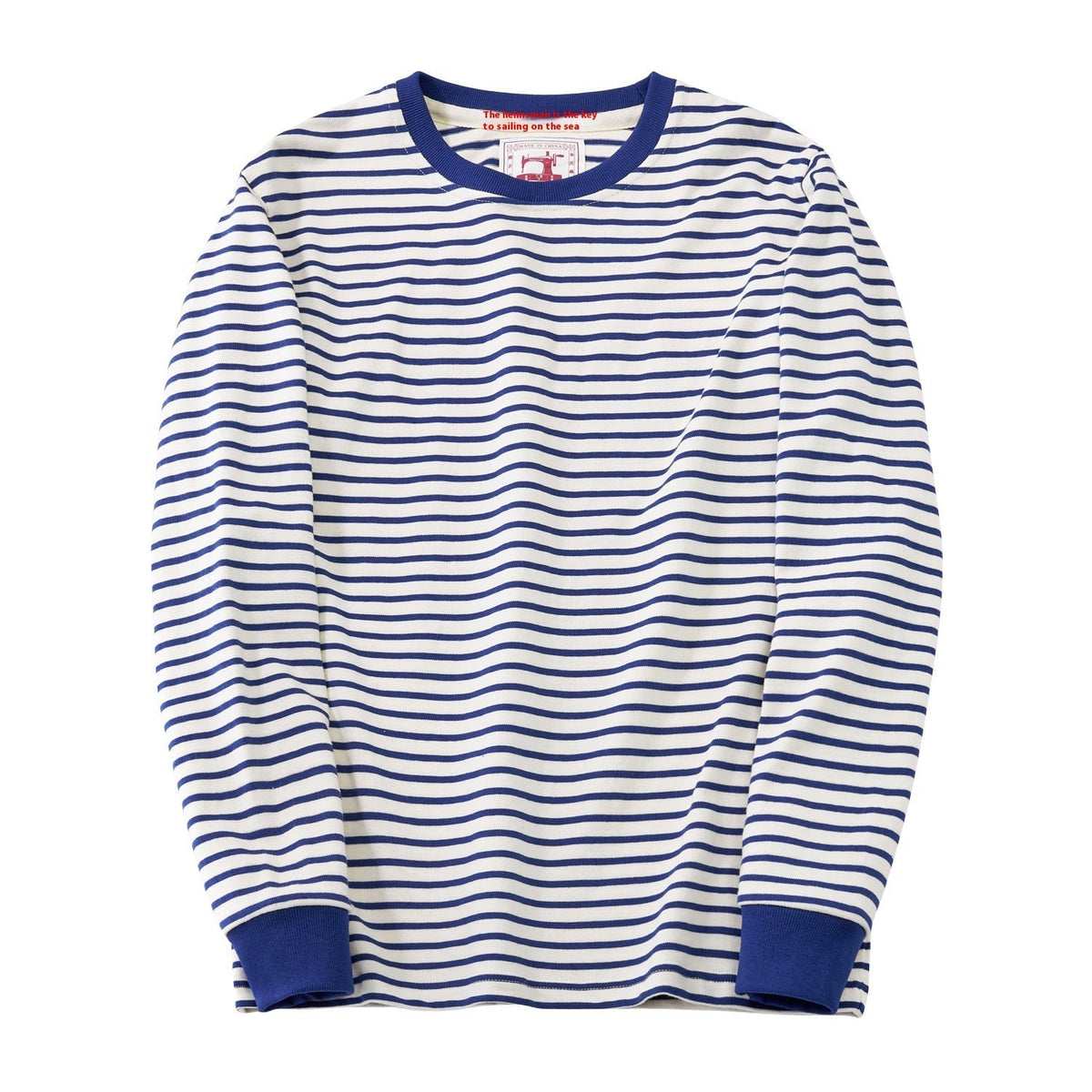 Herr Långärmad T-shirt – Rund Hals – Ribbade Muddar – Rak Passform – bild 2