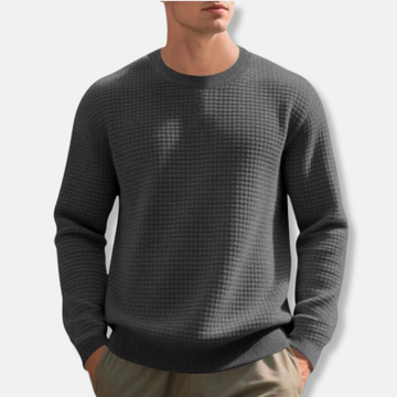 Herrtröja – Stickad bomull – Regular fit – Rund hals