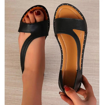 Damsandaler – Slip-on – Öppen tå – Platt sula – Bekväm sommarsko