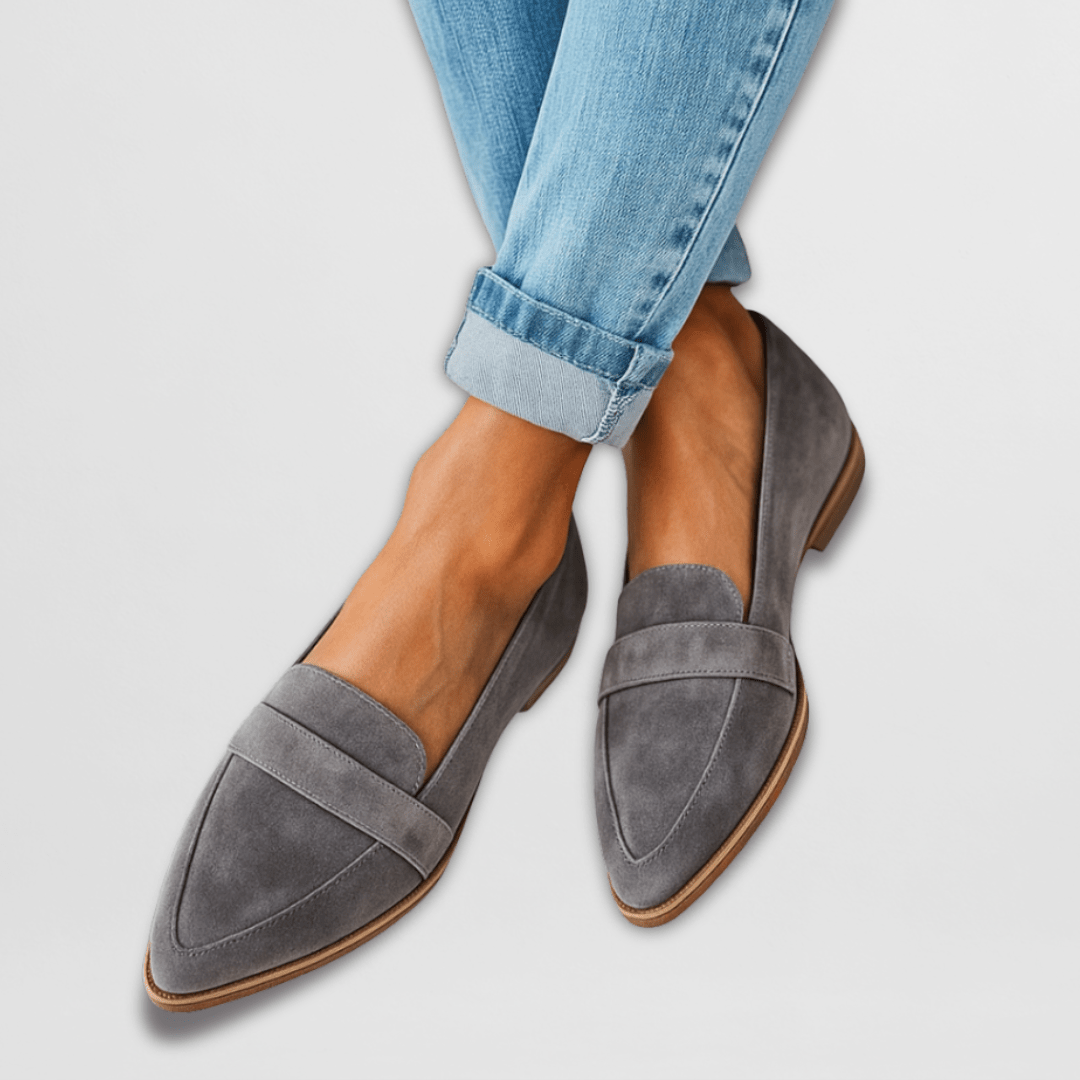 Dam Loafers – Spetsig Tå – Pennyrem – Mockaöverdel