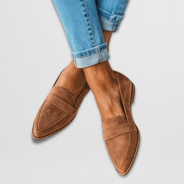 Dam Loafers – Spetsig Tå – Pennyrem – Mockaöverdel