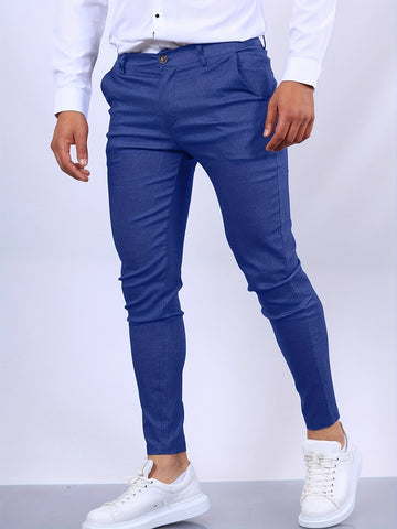 Herrbyxor slim fit – Avsmalnande ben – Elastisk midja – Smart vardagsstil