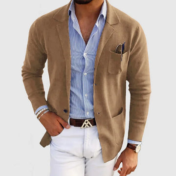 Herrblazercardigan – Stickad cardigan för herr – Knappstängning – Smart casual