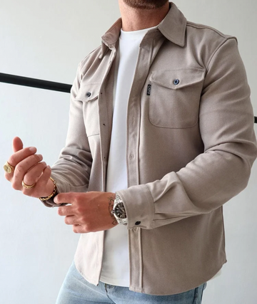 Herrskjortjacka – Casual shacket – Långärmad – Knappstängning