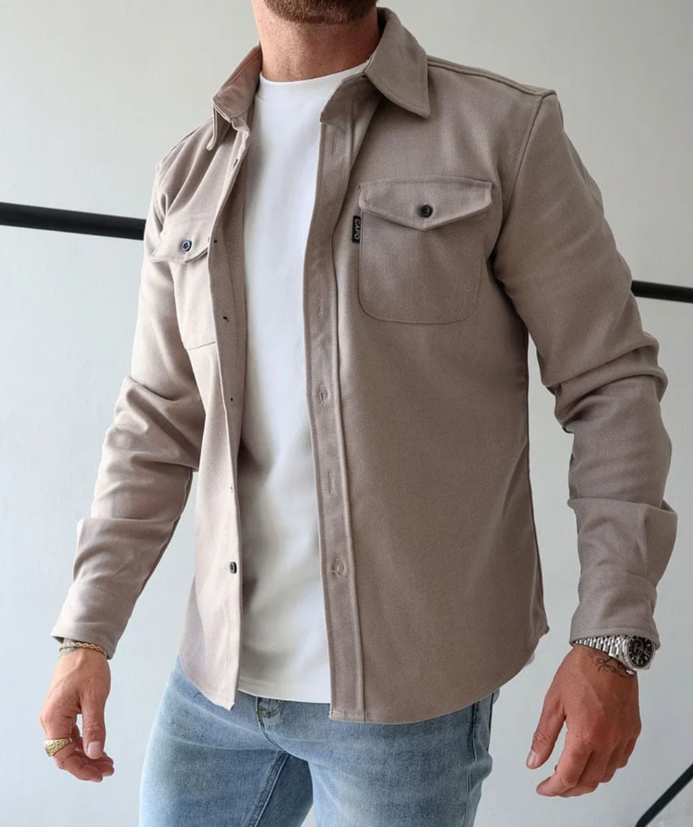 Herrskjortjacka – Casual shacket – Långärmad – Knappstängning