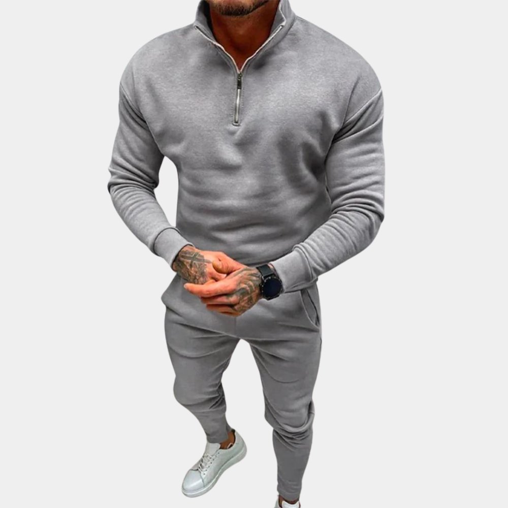 Herrträningsset – 2-delat sportset – Sweatshirt med dragkedja och joggingbyxor