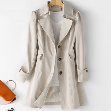 Dam trenchcoat – Lång lättviktskappa – Klassisk design – Vår och höst