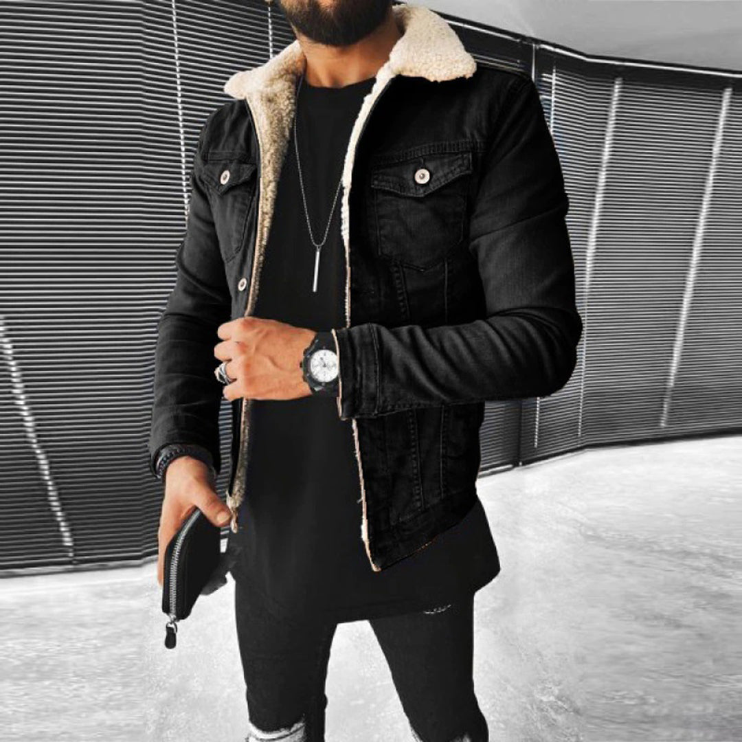 Herrjacka – Sherpa-fodrad denimjacka – Regular fit – Cowboystil