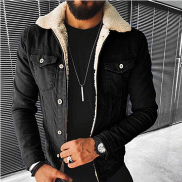 Herrjacka – Sherpa-fodrad denimjacka – Regular fit – Cowboystil