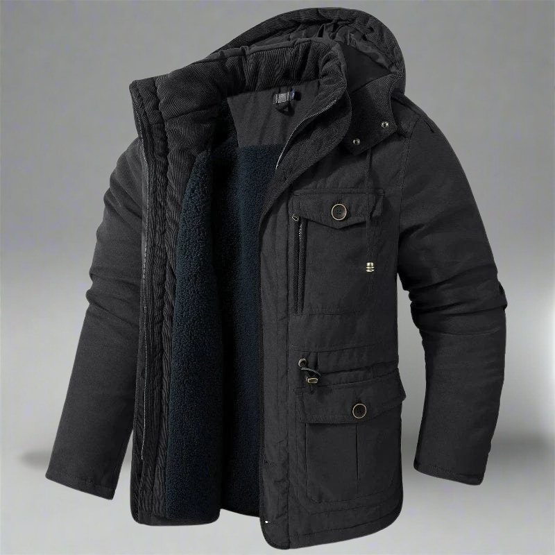 Herr vinterjacka – Utomhusjacka med huva – Fleecefodrad – Regular fit