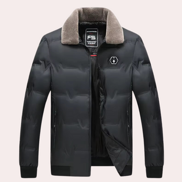 Herr vinterjacka – Fodrad dunjacka – Pälskrage – Regular fit