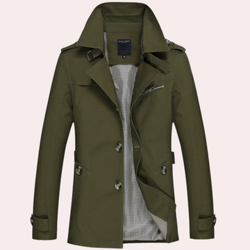 Herrtrenchcoat – Klassisk design – Dubbelknäppt – Regular fit