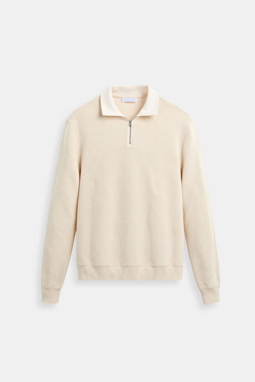 Herr half zip sweater – Stickad ullpullover – Smart casual – Regular fit