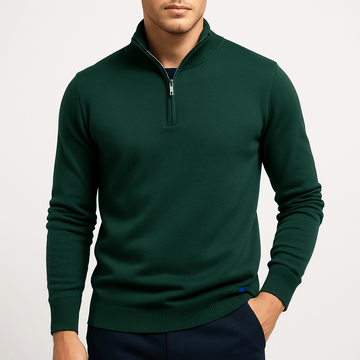 Herr half zip stickad tröja – Slim fit – Hög krage – Smart casual