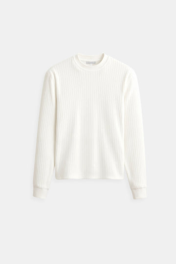 Herr ribbad stickad tröja – Långärmad pullover – Slim fit – Rund hals