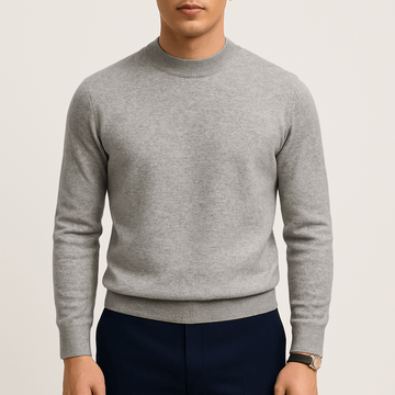 Herr stickad tröja – Slim fit – Rund hals – Lätt pullover