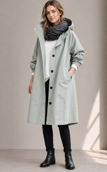 Dam Lång Vindjacka – Vattenavvisande – Oversized – Huva