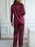 Dam Pyjamasset i Satin – Knappstängning – Långärmad – bild 3