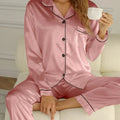 Dam Pyjamasset i Satin – Knappstängning – Långärmad – bild 7