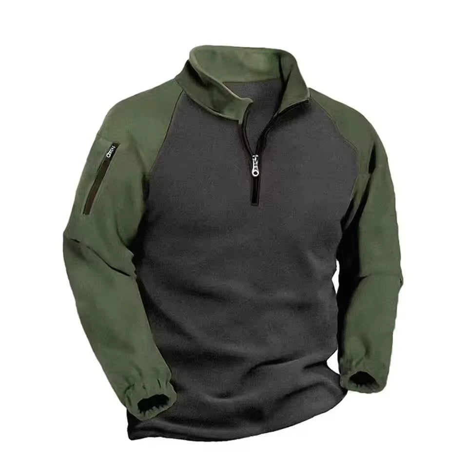 Herr fleece sweatshirt – Halv dragkedja – Ficka på ärmen – Outdoorstil