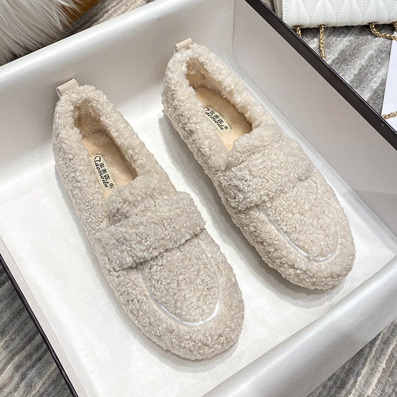 Damloafers – Mjuk fleece – Slip-on – Normal passform