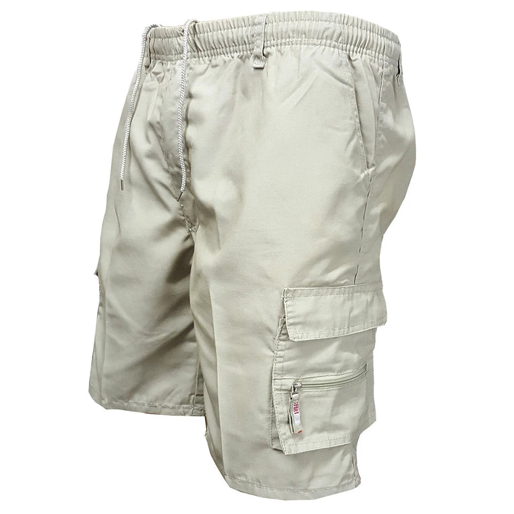 Herr Cargo Shorts – Elastisk Midja – Cargofickor – Sommar