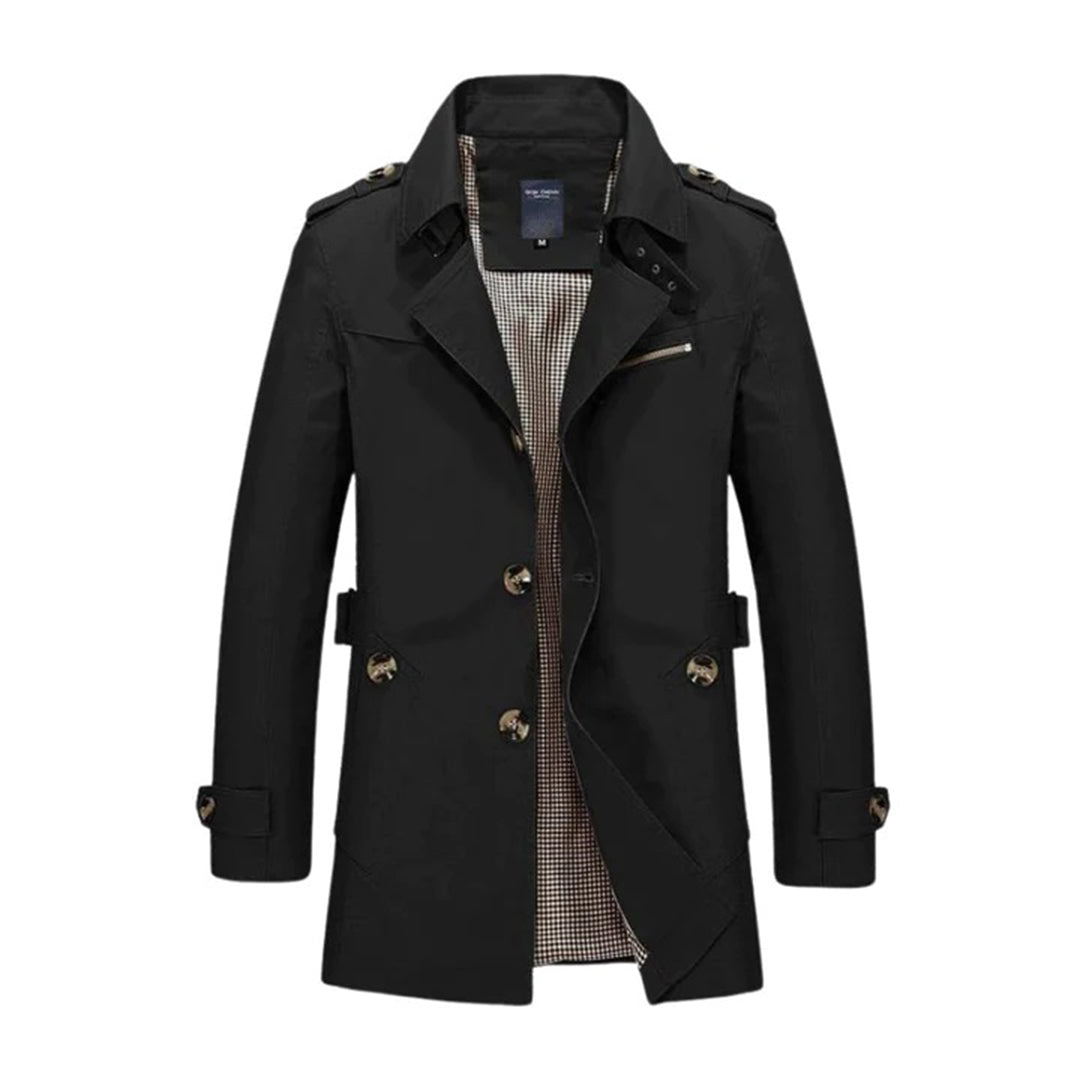 Herr trenchcoat – Lätt bomullstwill – Justerbar passform – Klassisk stil