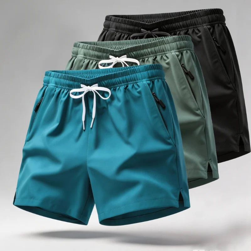 Herr Shorts – Elastisk Resårlinning – Dragkedjefickor – Sport och Strand