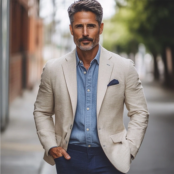 Herrblazer – Lättvävd bomull – Regular fit – Casual stil