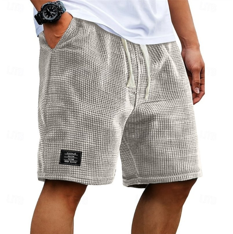 Herr Waffle Shorts – Resårlinning med Snörning – Ledig Passform – Sommar