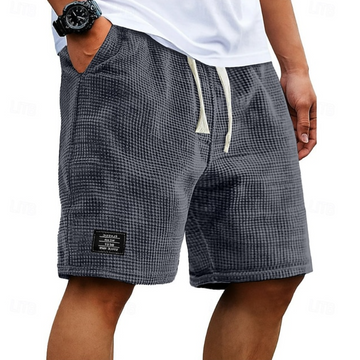 Herr Waffle Shorts – Resårlinning med Snörning – Ledig Passform – Sommar