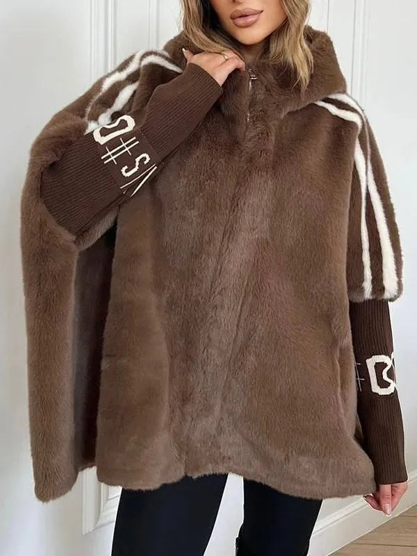 Dam Fuskpälsjacka – Huva – Dragkedja – Oversize Passform – bild 7