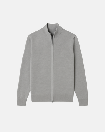 Herrcardigan med dragkedja – Stickad tröja – Slim fit – Hög hals