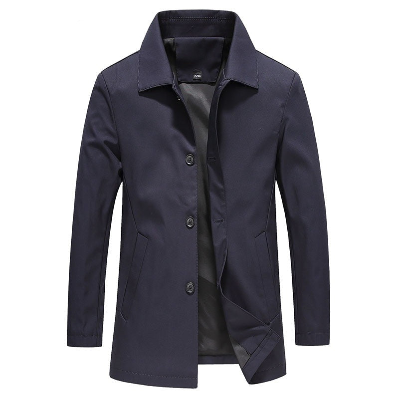 Herr trenchcoat – Lättviktsdesign – Klassisk passform – Knappstängning