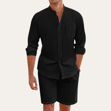 Herrset – Skjorta och shorts – Avslappnad passform – Sommarstil
