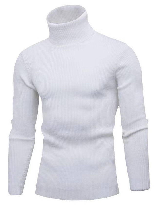 Herrpolotröja – Slim fit – Rullkrage – Klassisk stickning