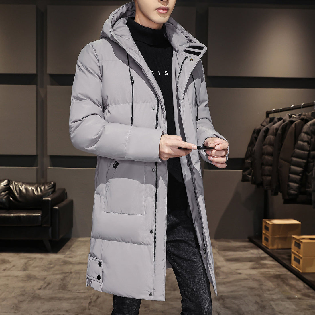 Herrparka – Isolerat foder – Huva – Sidfickor