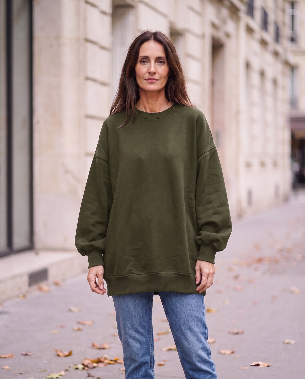 Dam Oversized Sweatshirt – Rund Hals – Lång Modell – Höst – bild 4