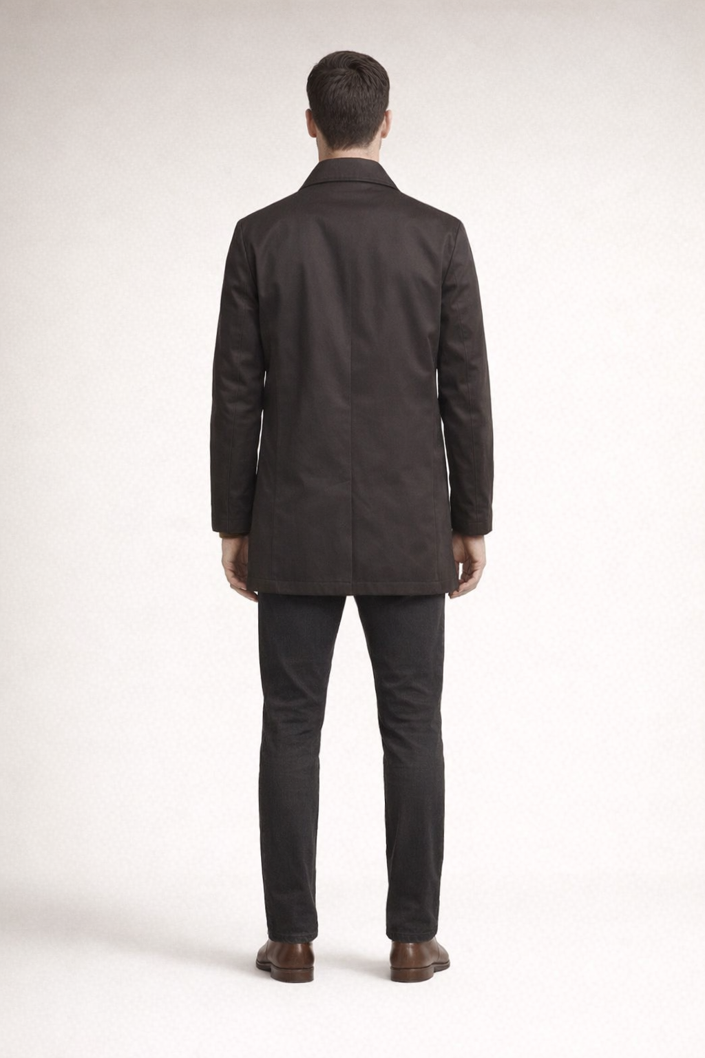 Herr trenchcoat – Lättviktsdesign – Klassisk passform – Knappstängning, bakifrån
