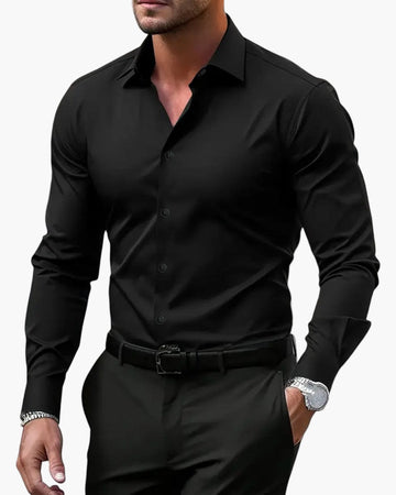 Herr Skjorta Långärmad – Slim Fit – Klassisk Krage – Stilren