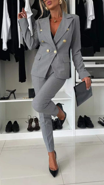 Damkostym – Slim fit – Dubbelknäppt design – Klassisk stil