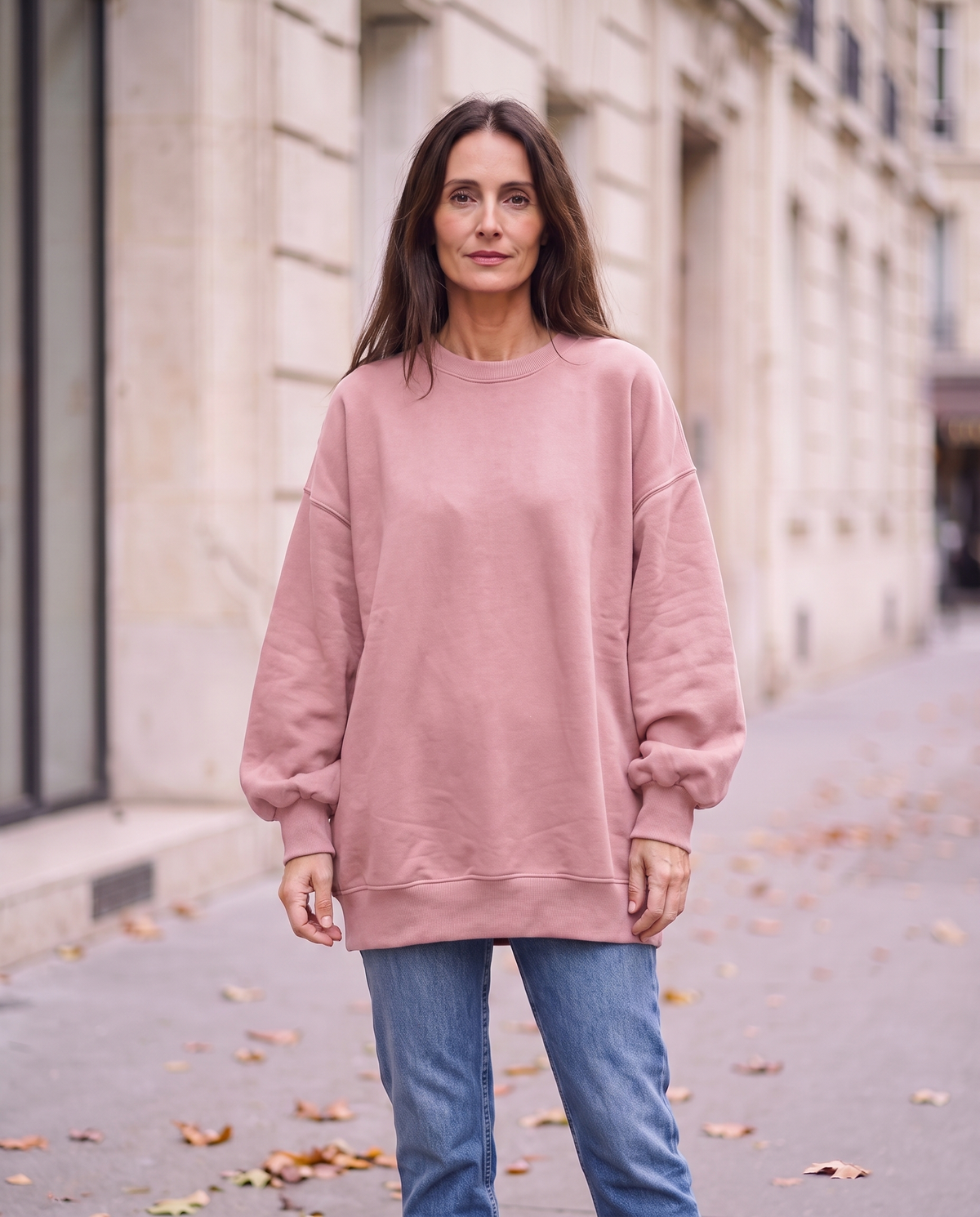Dam Oversized Sweatshirt – Rund Hals – Lång Modell – Höst – bild 12