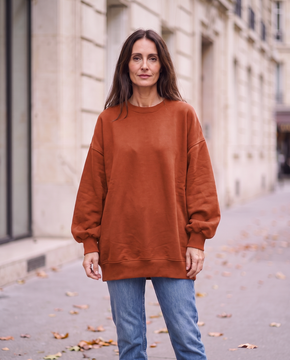 Dam Oversized Sweatshirt – Rund Hals – Lång Modell – Höst – bild 10