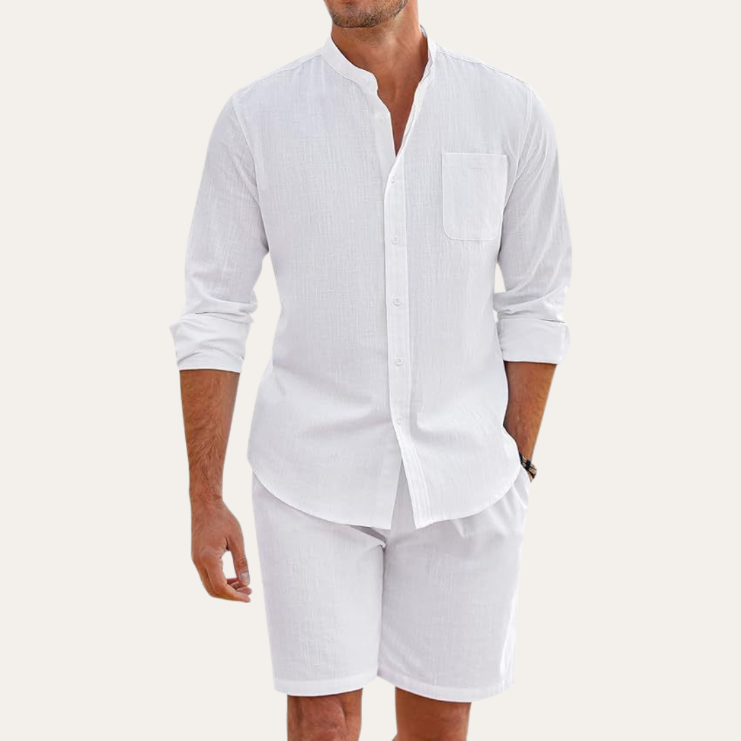 Herrset – Skjorta och shorts – Avslappnad passform – Sommarstil